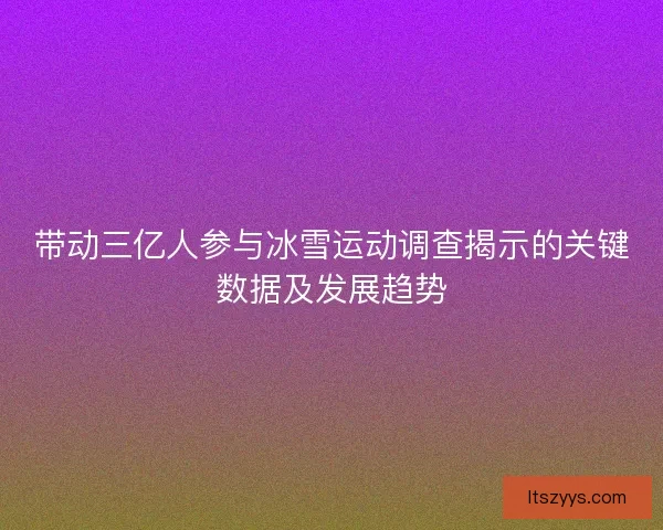 带动三亿人参与冰雪运动调查揭示的关键数据及发展趋势